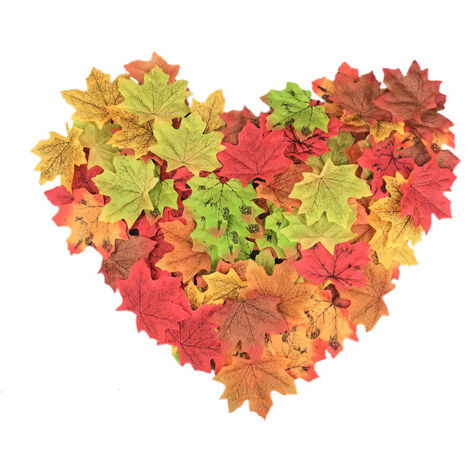 200 feuilles d'érable artificielles en soie de couleurs variées