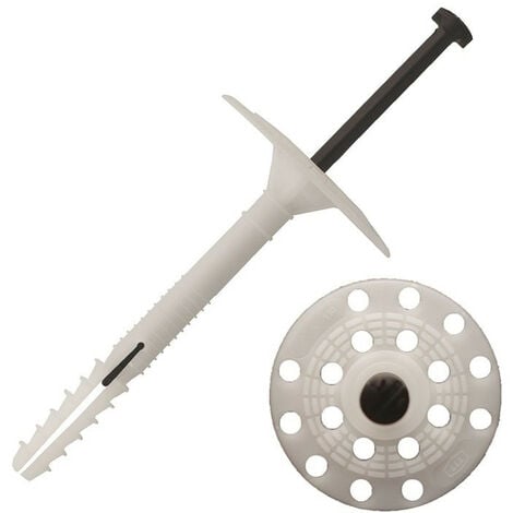 SCELL-IT 200 fixations d'isolant rigide à frapper, clou polyamide, plastique - 10 x 140 mm