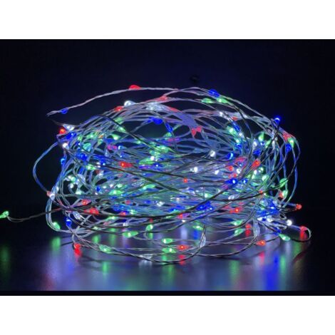 200 GOCCE LED MULTICOLOR FILO DI RAME 20 M A BATT C/TELECOMANDO
