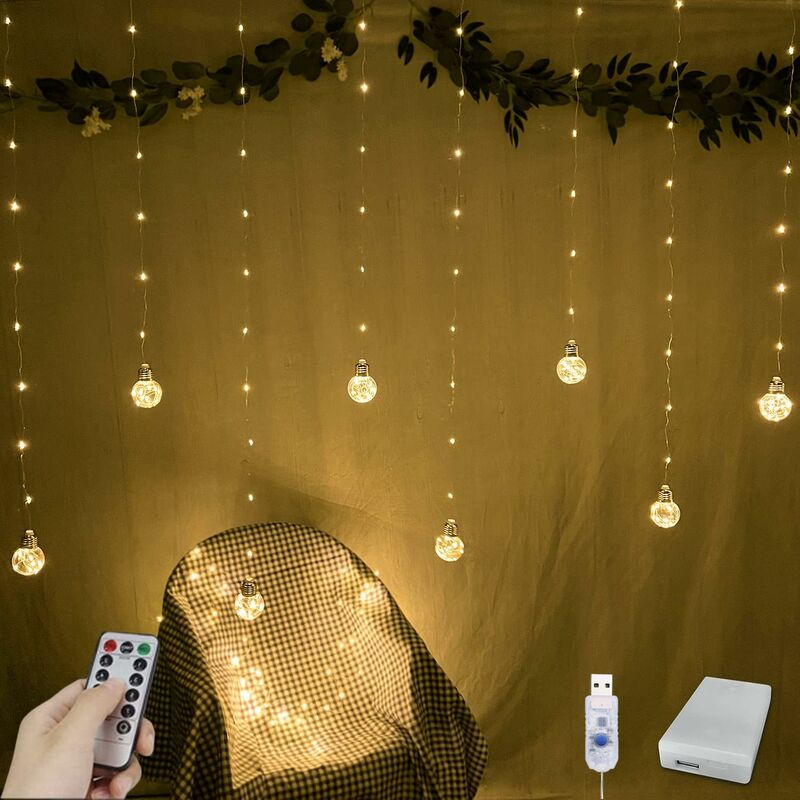 200 Led String Lights With Remote Control, Usb Battery Powered, For Wedding Party, Bedroom, Christmas Decoration (Warm White)