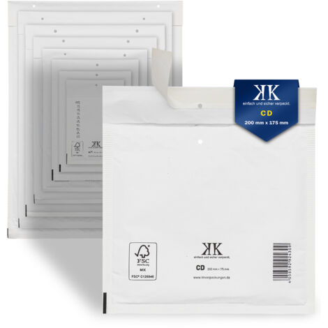 200 Luftpolster-Versandtaschen CD 200x175mm (Außenmaß) Weiß
