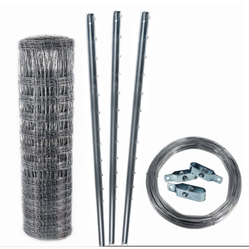 Aquagart - 200 m clôture de protection contre la faune sauvage, clôture forestière 150/13/15 + poteaux de clôture à profil en z