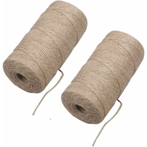 200 m Hanfseil, Juteschnur, 3-lagiges natürliches Juteseil für Floristen, Heimwerker, Geschenkverpackung, Garten und Erntedankfest, Weihnachtsdekoration, gebrauchsfertig