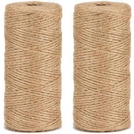200 m Jute Naturel Ficelle,Cordon de Jardin Artisanat Ficelle, 3 Plis 1.5mm d'épaisseur Jute Corde pour Bricolage Arts et Artisanat Jardinage Décoration Artisanat (2 Rouleaux)
