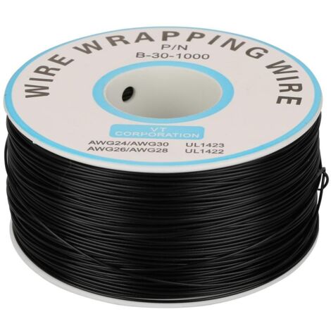 200 m Rolle 0,25 mm² 30 AWG 80 °C PVC-isoliertes Prüfkabel, einadrig, verzinntes Kupferdraht zum Umwickeln (schwarz)
