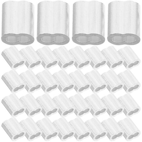 200 Manchons à Sertir Doubles en Aluminium pour Câble Acier 2 MM Clips Clips Câbles Argentés Lot Industriel 200 Pièces pour Fixation Usage