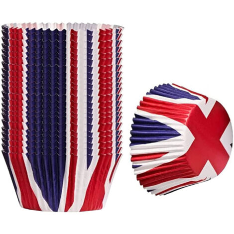 200 Mini-Union-Jack-Cupcake-Förmchen, Tortenständer, Partydekorationen zum Platinjubiläum der Königin