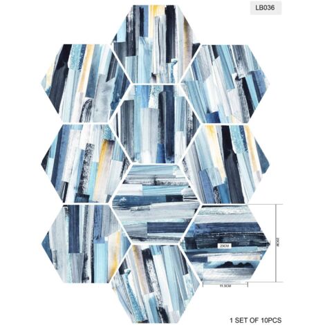 (200 mm x 230 mm C) 10 stickers hexagonaux pour carrelage, style industriel, motif fourmis