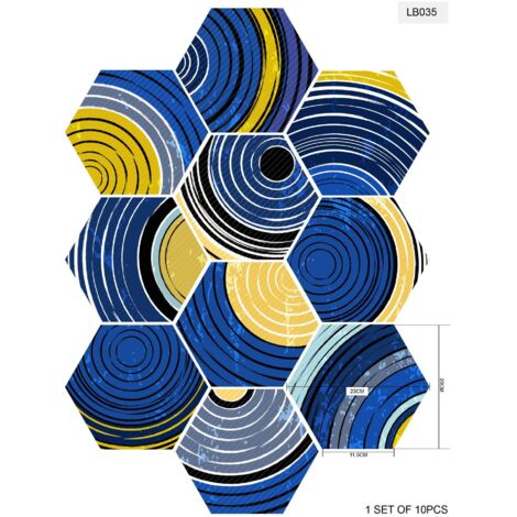 (200 mm x 230 mm F) 10 pièces d'autocollants hexagonaux pour carrelage, style industriel