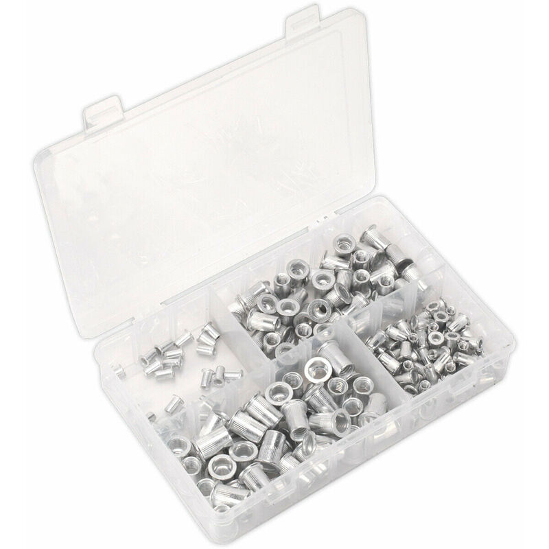 Loops - 200 pack Assorted Splined Threaded Insert Rivet Nuts - M4 to M8 Metric Bits