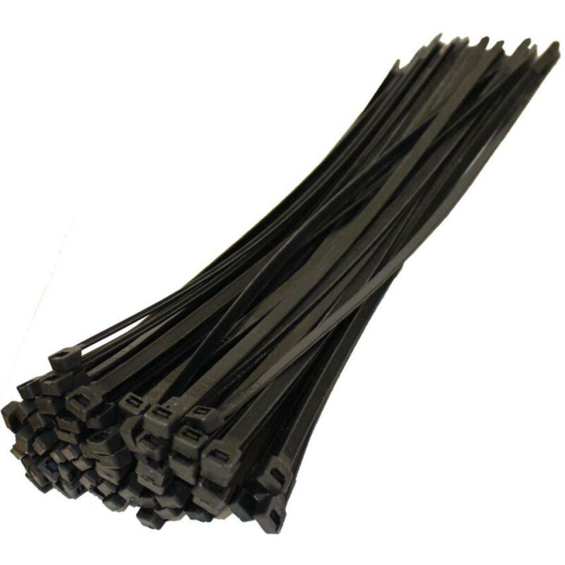 Shatchi - 200 Pcs 200mm x 4.8mm Strong Black Nylon Plastic Cable Ties Zip Tie Wraps organizer