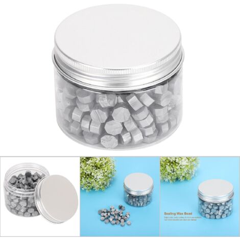 200 Pcs Cachets de Cire Octogonaux Nacrés pour Enveloppes, Documents et Invitations de Mariage - Argenté