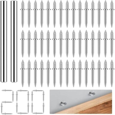 AIMOONSA 200 Pcs Clou Double Tte, Clous Sans Couture Double Tte, Fil de Plinthe Double Tte Clou Sans Couture, Clou Plinthe, Vis de Scurit Invisibles pour Tapissier, Placages Bois