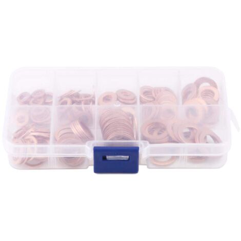 200 pcs Cuivre Rondelle Joint Plat Anneau Joint Assortiment Kit M5 M6 M8 M10 M12 M14