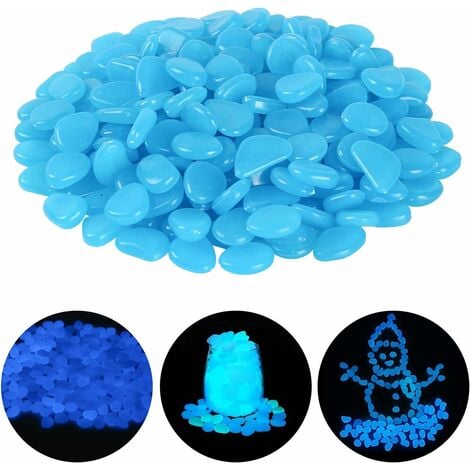 VERSAILLESFR 200 Pcs Pierre Lumineuse, Galet Lumineux Cailloux Artificiels Pierres Décoratives dans la Nuit pour Jardin Extérieur Aquarium Passerelles Piscine Chemin Pelouse Cour (Bleu)