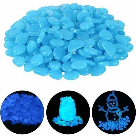 200 Pcs Pierre Lumineuse, Galet Lumineux Cailloux Artificiels Pierres Décoratives dans la Nuit pour Jardin Extérieur Aquarium Passerelles Piscine Chemin Pelouse Cour (Bleu)