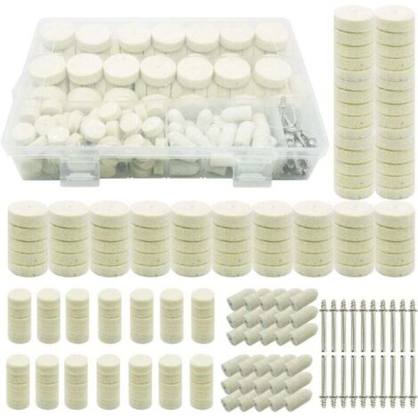 200 PCS Roue de Polissage en Laine, Tampon de Polissa Roue de Polissage avec Tige Métal pour Accessoires Dremel Outils Rotatifs