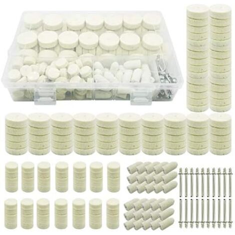 200 PCS Roue de Polissage en Laine, Tampon Polissa avec Tige Métal Pour Accessoires Dremel Outils Rotatifs -