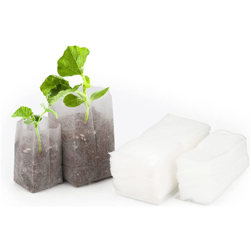 Petites Ecrevisses - 200 Pcs Sac Semis Biodegradable Sac de Plantation de Jardin Godet Semis Non Tissé - 10x12cm+14x16cm
