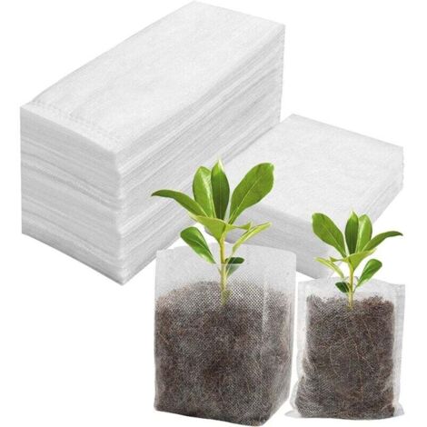 200 Pcs Sac Semis- 10x12cm+14x16cm Biodegradable Sac de Plantation de Jardin Godet Semis Non Tissé