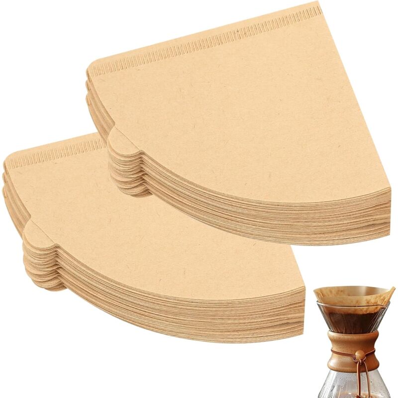200 Pcs Unbleached Paper Coffee Filters, Size 2, V-Shape - Cone Filter for Coffee Makers and Coffee Machines