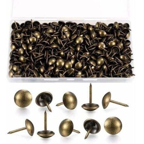DPZO 200 pezzi chiodi per tappezzeria, chiodi decorativi per tappezzeria, puntine per tappezzeria, chiodi per mobili in ottone anticato con scatola di plastica per poltrone, divani, mobili e oggetti in leg