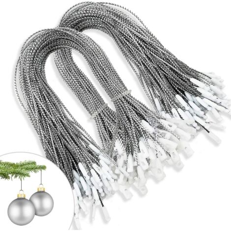 200 Pices Argent Ornements De Nol Crochets Cintre Chane Prdcoup Ruban Suspendu Pour Dcorations D'ornement D'arbre De Nol Avec Bouton-pression