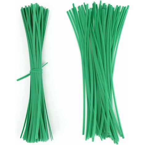 200 pièces 20 cm cravate de jardin, cravates molles de plante verte, fil support revêtu de plastique organisateur de câbles polyvalent