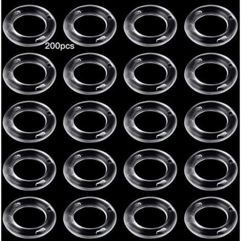 200 Pièces Anneaux de Rideaux en Forme de O Aveugles Romains Clair Anneaux en Plastique Transparent 13 mm de Diamètre Extéri