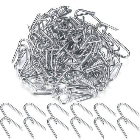 200 Pièces Clou de Clôture en Forme de U, Agrafe pour Grillage, Clous en U à Double Pointe pour Fixer Clôture Jardin, Gazon