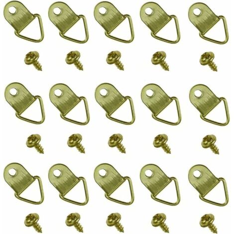 200 Pièces Crochet pour Cadre Photo, Or D Anneaux Crochet Tableau Kit de Suspension de Photo avec Vis Fixations pour Cadres Photo Miroirs Oeuvres D'ar,