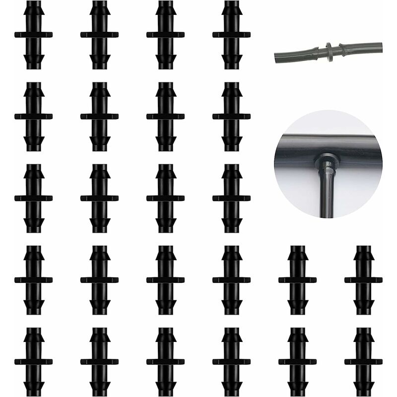 200 Pieces Drip Irrigation Connectors, Barbed Drip Irrigation Connectors Fits 4/7 Inch Tubing, Irrigation Straight Joints（diameter：6.7mm）
