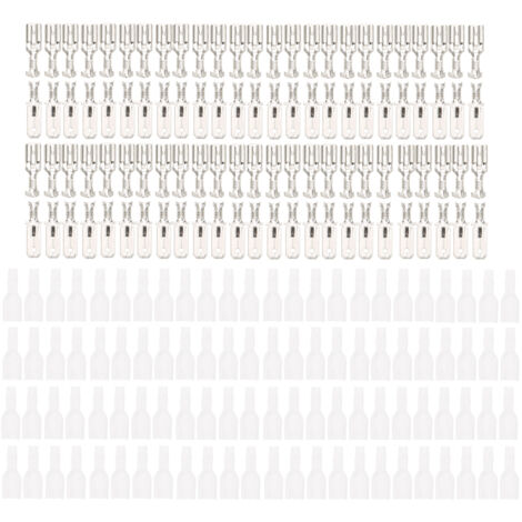200 pièces Embouts de Câble 6,3mm en Laiton Étainé avec Manchons Isolants pour Connexions Électriques