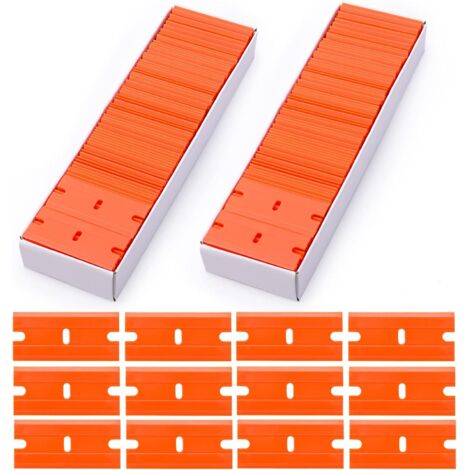 200 pièces ensemble de lames de grattoir lame en plastique à Double bord fenêtre miroir verre voiture décapant de peinture lame de grattoir
