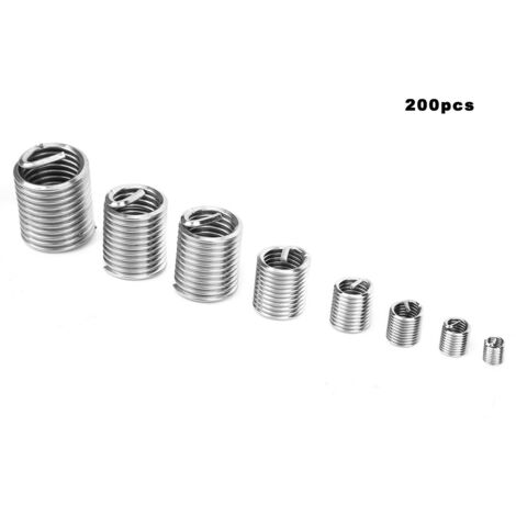 200 pièces inserts filetés en acier inoxydable 304, assortiment M3 à M12 pour réparation de filetage interne