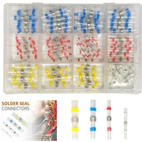 LONGZIMING 200 Pièces joint de soudure connecteur bout de fil isolés, 4 tailles 26-10 AWG avec gaine thermorétractable, cosse electriques pour Automobiles Motos, rapport de rétraction 3:1