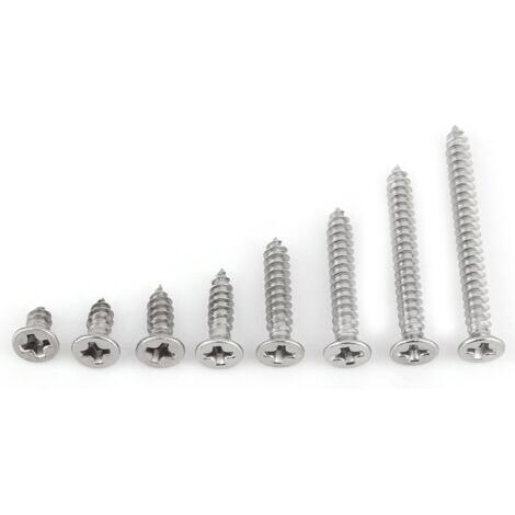 200 pièces M3 en acier inoxydable Phillips vis à tête plate vis à bois vis à bois M3 x 6/8/10/12/16/20/25/30 mm