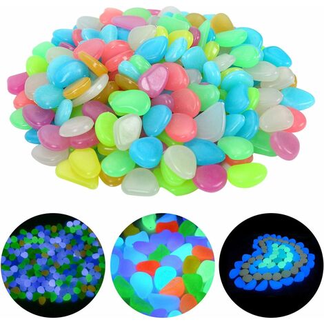 200 pièces pierres lumineuses colorées galets galets lumineux galets lumineux galets fluorescents pour la décoration de la chambre des enfants de jardin d'aquarium (couleur mixte)