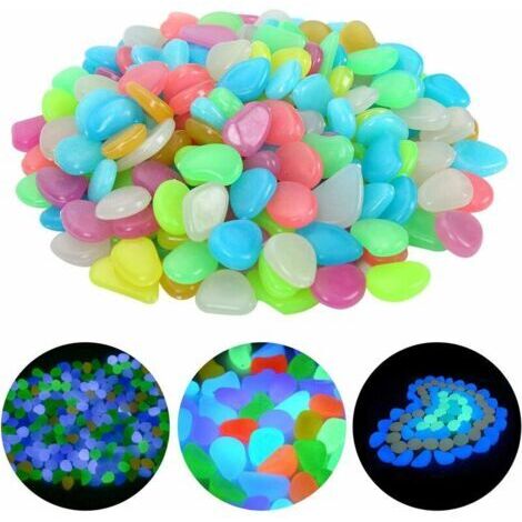 200 pièces pierres lumineuses colorées galets galets lumineux galets lumineux galets fluorescents pour la décoration de la chambre des enfants de jardin d'aquarium (couleur mixte)