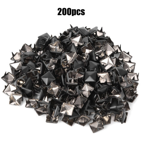 200 pièces Rivets carrés en métal élégant bricolage chaussures sacs chapeaux accessoires de décoration 9mm noir mat