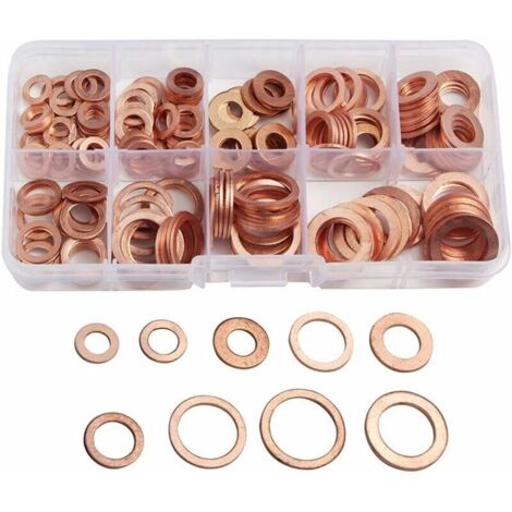 200 Pièces Rondelles Plates Cuivre Métriques M5 À M14 Joints Étanchéité Bouchon Puisard Huile