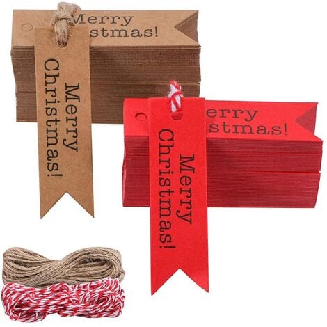 Étiquettes de nom de cadeau de Noël en papier kraft, rectangulaires,  autocollants de Noël, bancs présents