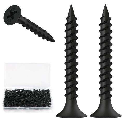200 Pièces - Vis Placo - Vis Cloison Sèche - Fixation Rapide Sur Profilé Acier - Tête Fraisée Noire Pour Plaque De Plâtre Et Métal - Noir - 3,5x30mm