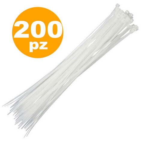200 Pinces à Cravate Auto-serrantes 2,5x100 Auto-serrantes Blanc Transparent