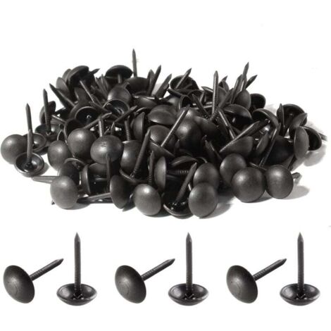 200 Punaises de Rembourrage Noires en Métal Antique à Tête Ronde pour Meubles Rembourrés et Panneau de Liège 7 x 13 mm