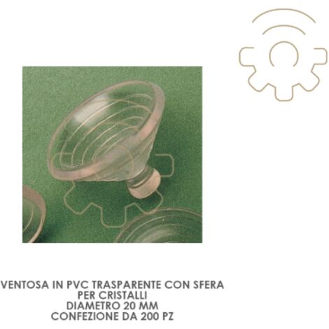 200 pz ventose ventosina trasparenti con sfera   20 mm per cristalli
