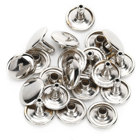 200 Rivets à Double Capsule Rondes Clous Boutons pour Jeans Cuir Chaussures Sacs Vêtements 12x10mm Argenté