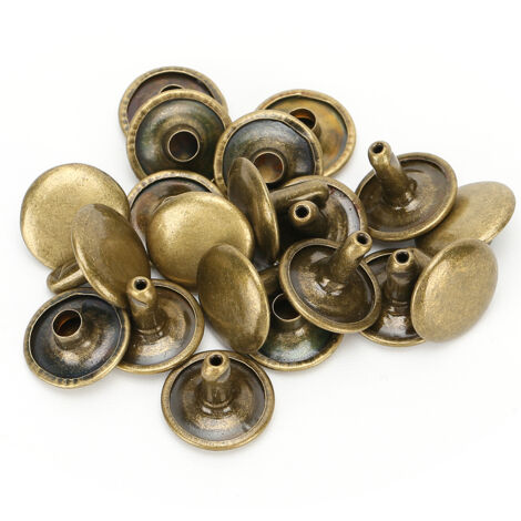 200 Rivets à Double Capsule Rondes Clous Boutons pour Jeans Cuir Chaussures Sacs Vêtements 12x10mm Bronze