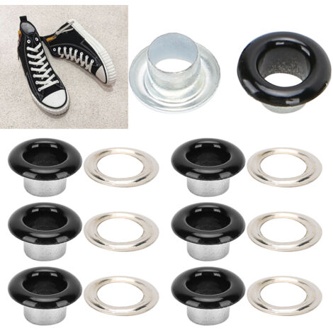 200 Rivets Métalliques Noirs 6mm pour Réparation de Chaussures et Sacs en Cuir DIY