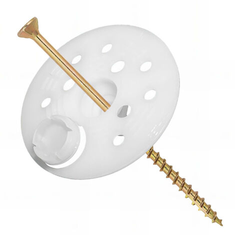 Fixtout – Pack de 200 rondelles d'isolation D.60 mm – 200 vis à bois Torx L.80 mm – Fixation pour isolants rigides et semi-rigides